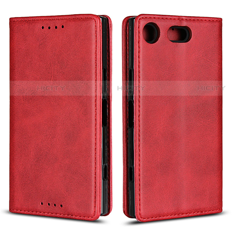 Coque Portefeuille Livre Cuir Etui Clapet L04 pour Sony Xperia XZ1 Compact Rouge Plus