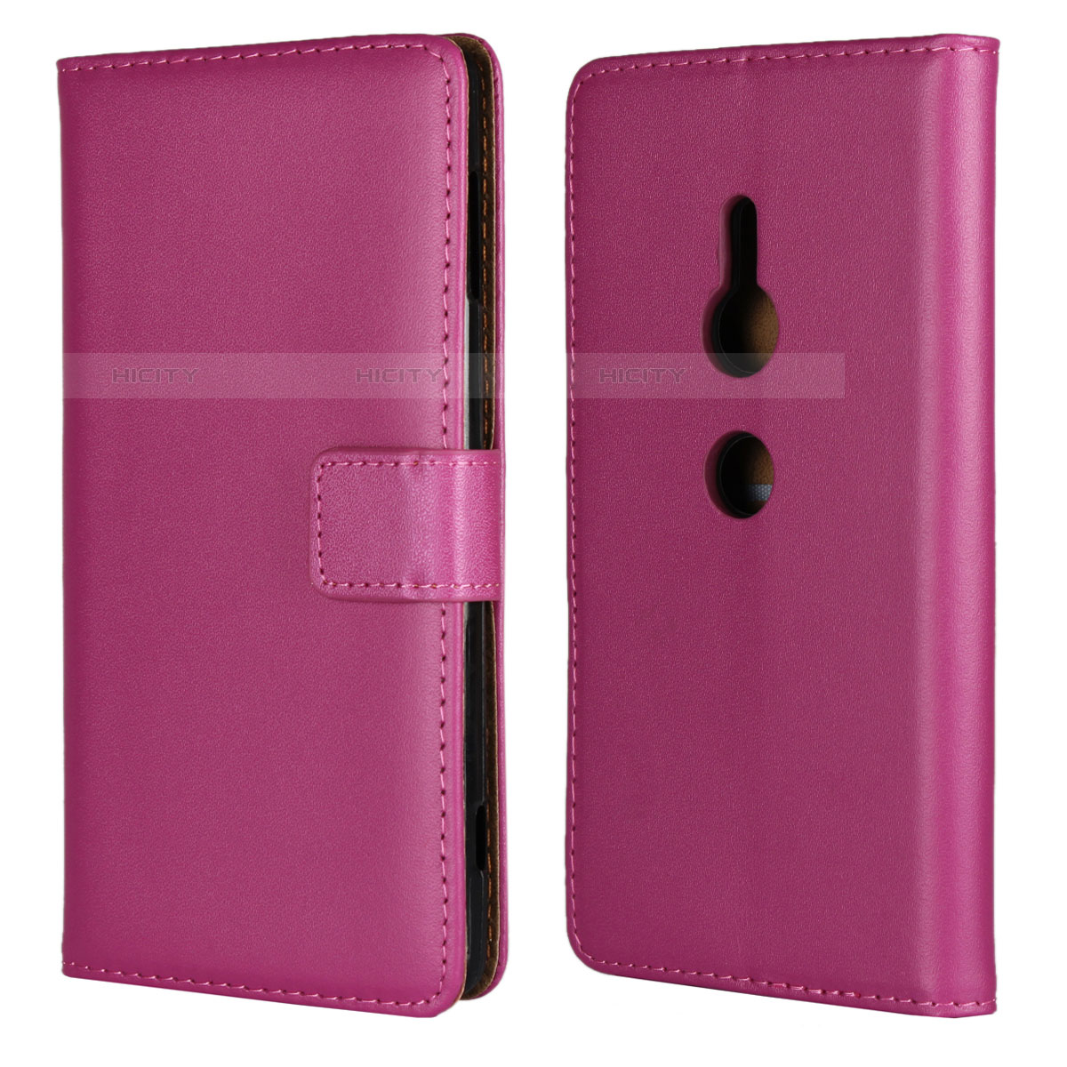 Coque Portefeuille Livre Cuir Etui Clapet L04 pour Sony Xperia XZ2 Rose Rouge Plus