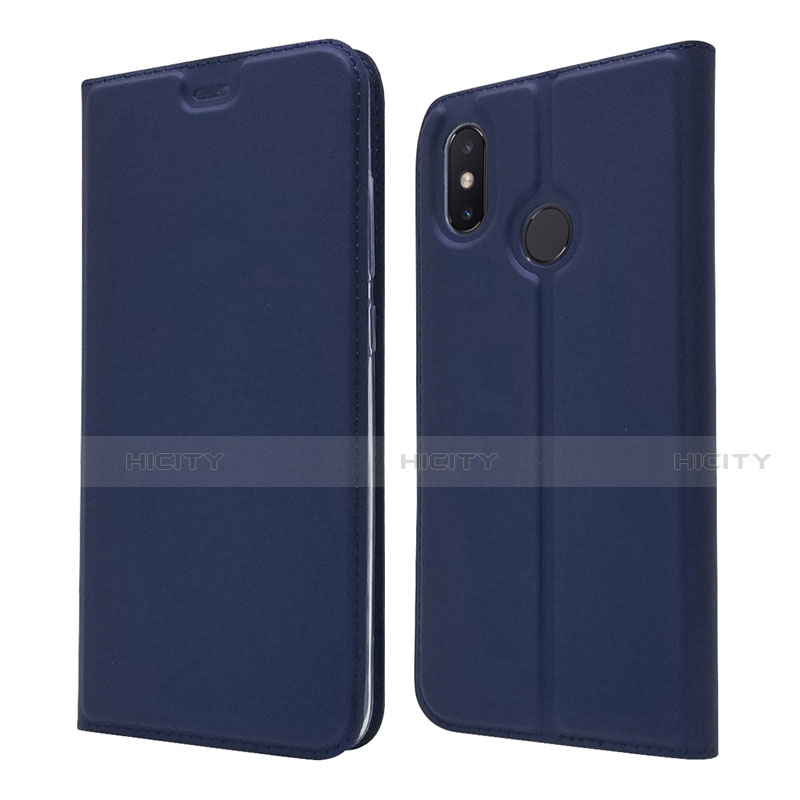 Coque Portefeuille Livre Cuir Etui Clapet L04 pour Xiaomi Mi 8 Bleu Plus