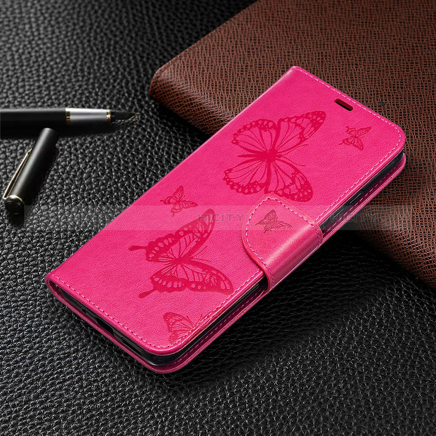 Coque Portefeuille Livre Cuir Etui Clapet L04 pour Xiaomi POCO C3 Rose Rouge Plus