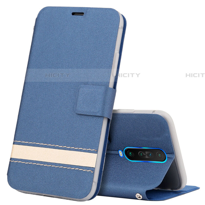 Coque Portefeuille Livre Cuir Etui Clapet L04 pour Xiaomi Redmi K30 4G Bleu Plus