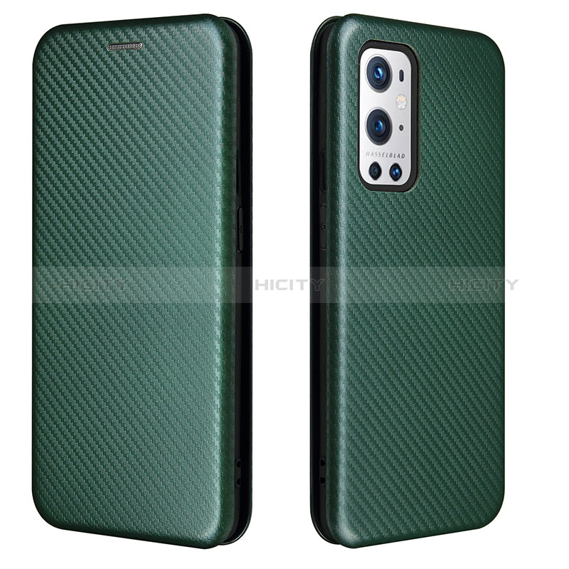 Coque Portefeuille Livre Cuir Etui Clapet L04Z pour OnePlus 9 Pro 5G Vert Plus