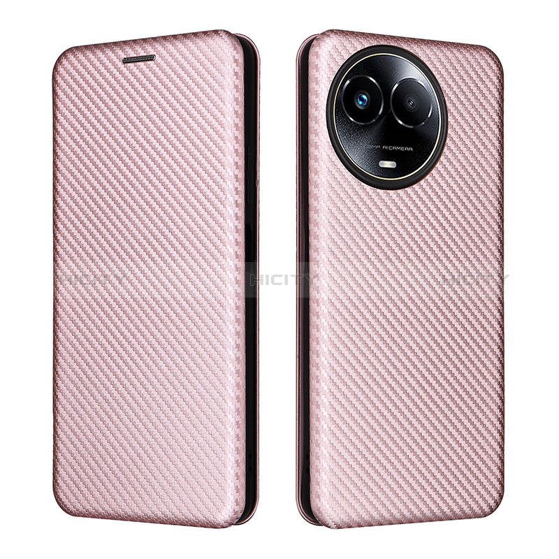 Coque Portefeuille Livre Cuir Etui Clapet L04Z pour Realme 11 5G Or Rose Plus