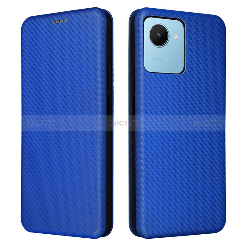 Coque Portefeuille Livre Cuir Etui Clapet L04Z pour Realme C30s Bleu Plus