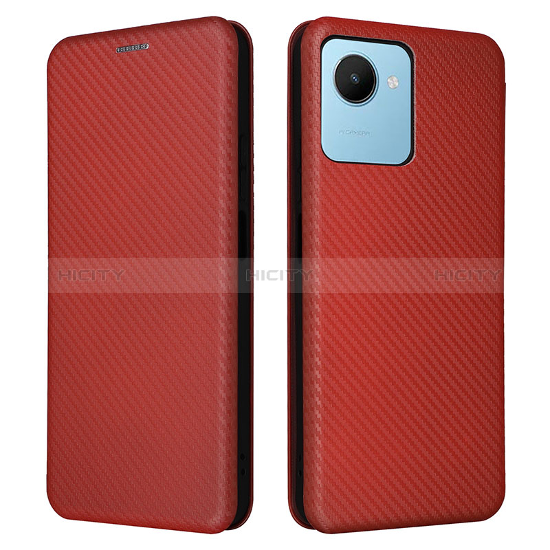 Coque Portefeuille Livre Cuir Etui Clapet L04Z pour Realme C30s Marron Plus