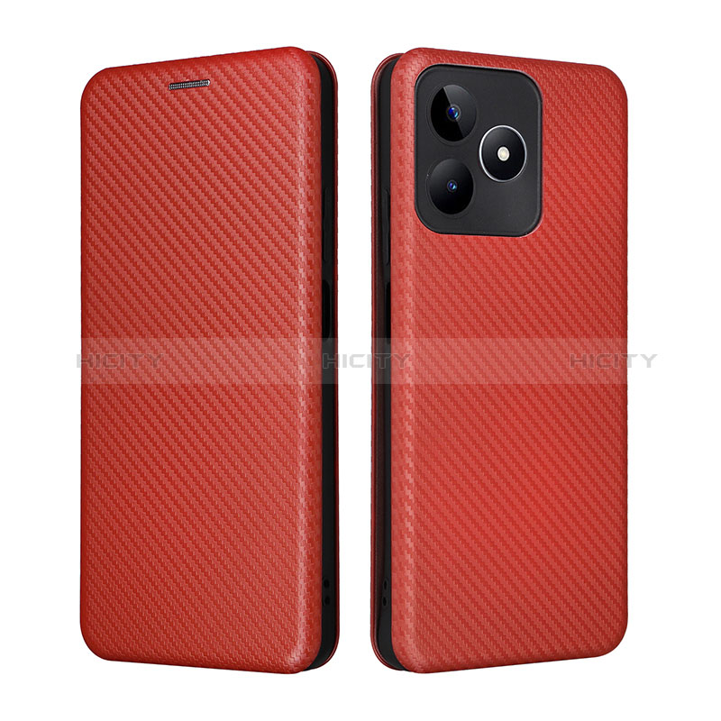 Coque Portefeuille Livre Cuir Etui Clapet L04Z pour Realme C51 Marron Plus