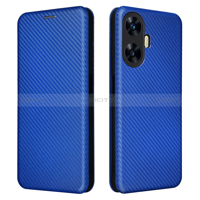 Coque Portefeuille Livre Cuir Etui Clapet L04Z pour Realme Narzo N55 Bleu Plus