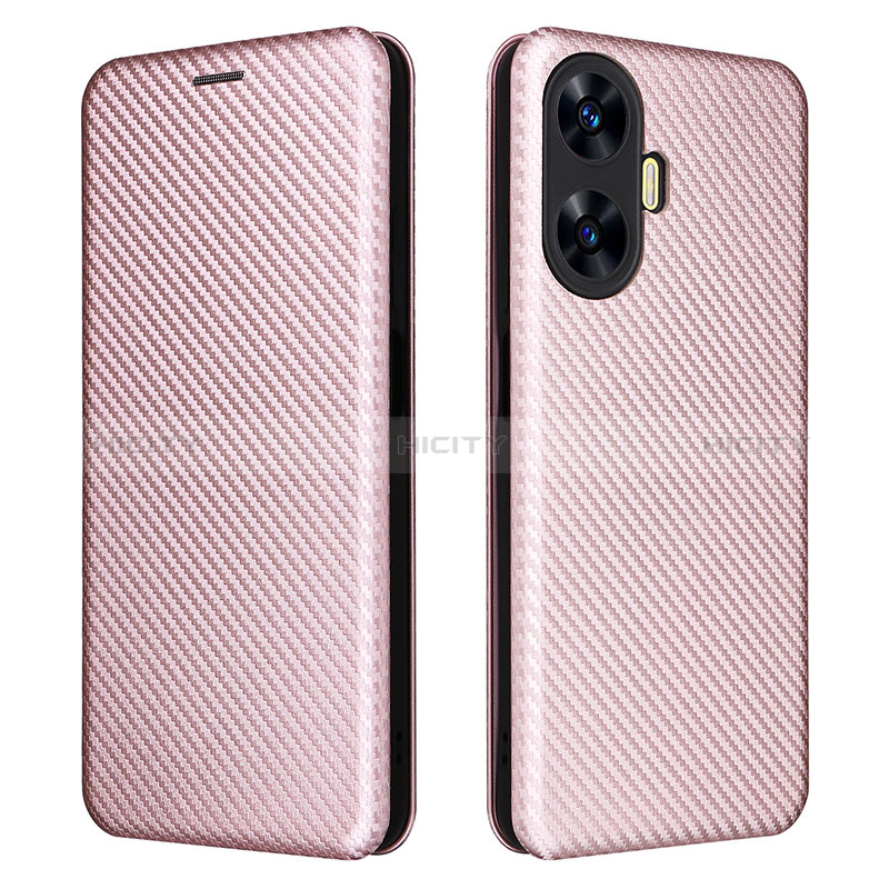 Coque Portefeuille Livre Cuir Etui Clapet L04Z pour Realme Narzo N55 Or Rose Plus