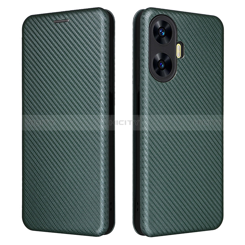 Coque Portefeuille Livre Cuir Etui Clapet L04Z pour Realme Narzo N55 Vert Plus