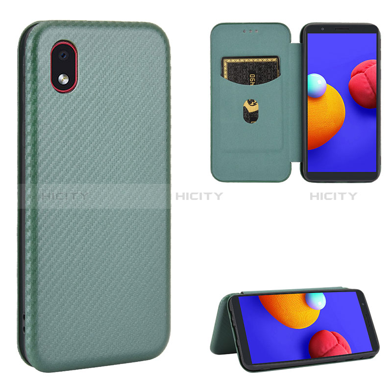 Coque Portefeuille Livre Cuir Etui Clapet L04Z pour Samsung Galaxy A01 Core Vert Plus