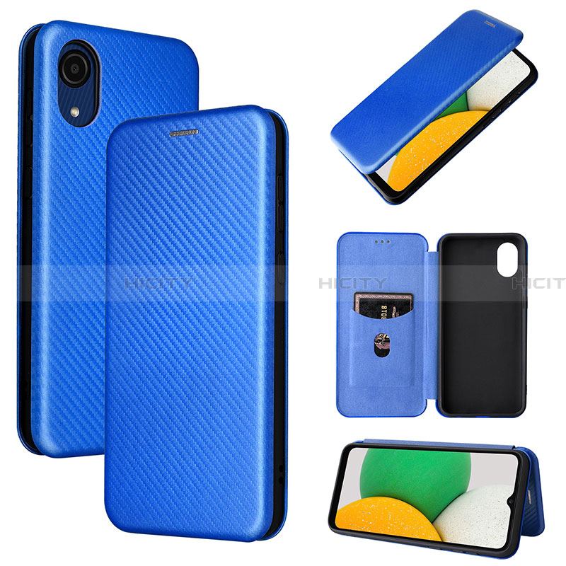 Coque Portefeuille Livre Cuir Etui Clapet L04Z pour Samsung Galaxy A03 Core Bleu Plus