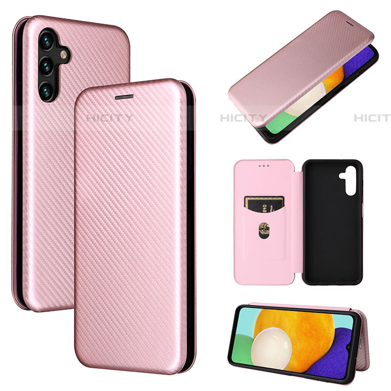 Coque Portefeuille Livre Cuir Etui Clapet L04Z pour Samsung Galaxy A04s Or Rose Plus