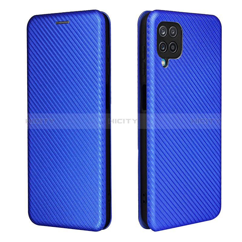 Coque Portefeuille Livre Cuir Etui Clapet L04Z pour Samsung Galaxy A12 5G Bleu Plus