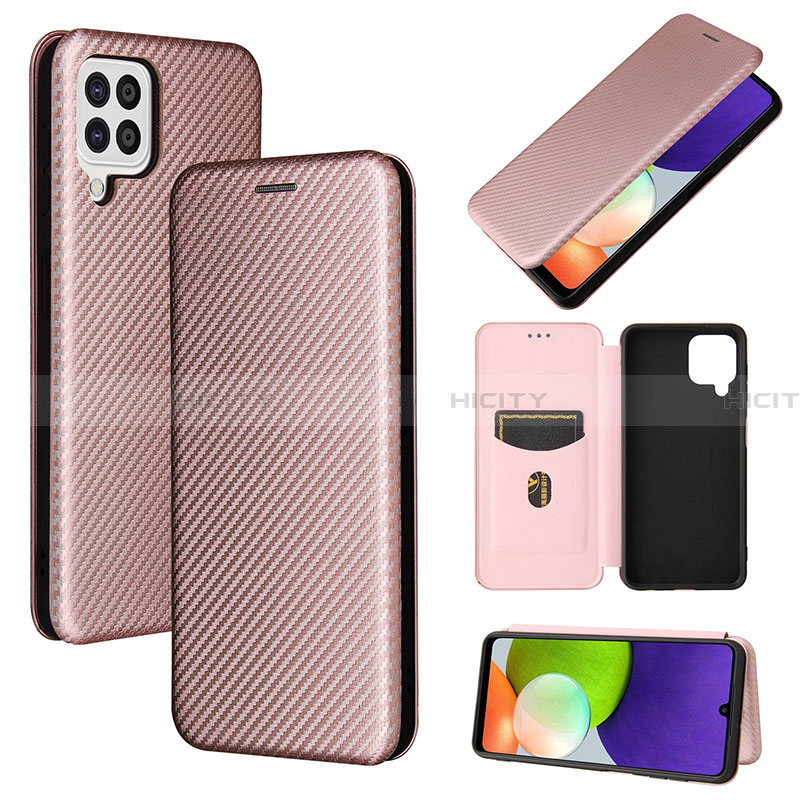 Coque Portefeuille Livre Cuir Etui Clapet L04Z pour Samsung Galaxy A22 4G Or Rose Plus