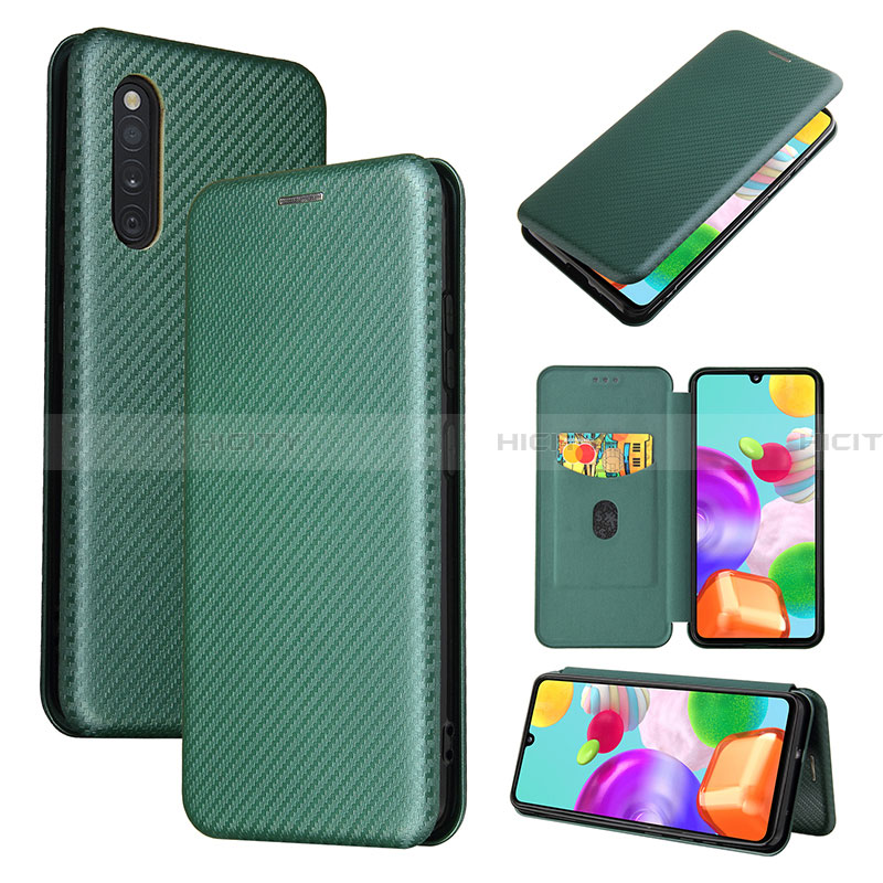 Coque Portefeuille Livre Cuir Etui Clapet L04Z pour Samsung Galaxy A41 SC-41A Vert Plus