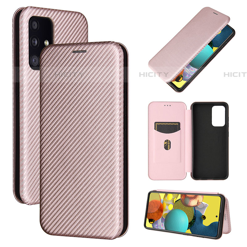 Coque Portefeuille Livre Cuir Etui Clapet L04Z pour Samsung Galaxy A52 4G Or Rose Plus