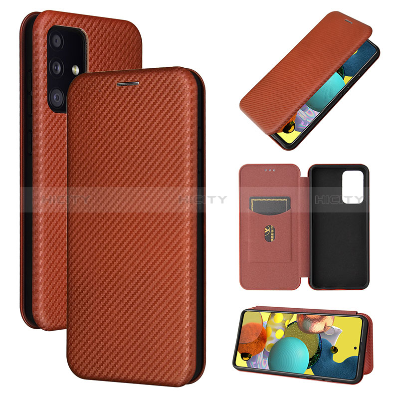 Coque Portefeuille Livre Cuir Etui Clapet L04Z pour Samsung Galaxy A52s 5G Marron Plus