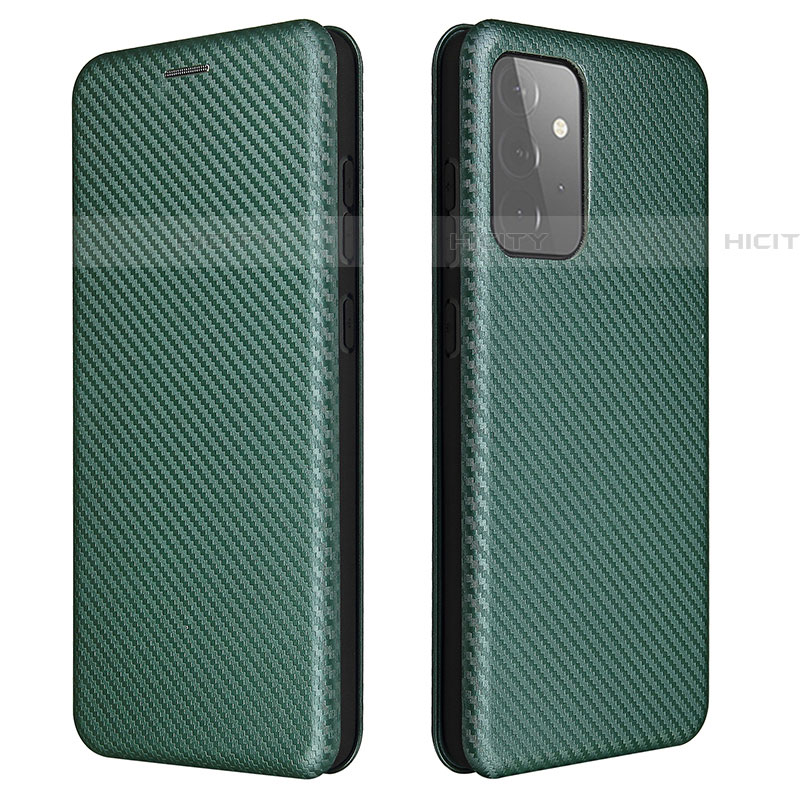 Coque Portefeuille Livre Cuir Etui Clapet L04Z pour Samsung Galaxy A72 5G Vert Plus