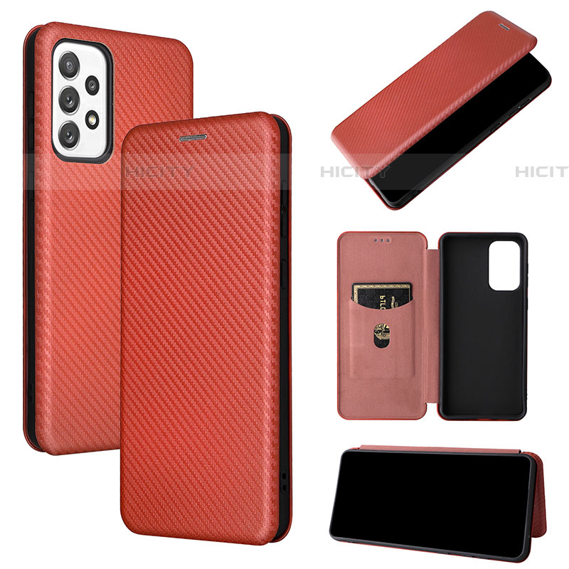 Coque Portefeuille Livre Cuir Etui Clapet L04Z pour Samsung Galaxy A73 5G Marron Plus