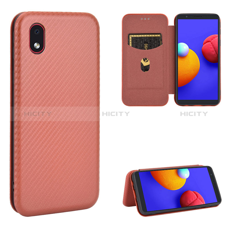 Coque Portefeuille Livre Cuir Etui Clapet L04Z pour Samsung Galaxy M01 Core Marron Plus