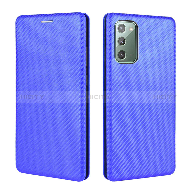 Coque Portefeuille Livre Cuir Etui Clapet L04Z pour Samsung Galaxy Note 20 5G Bleu Plus