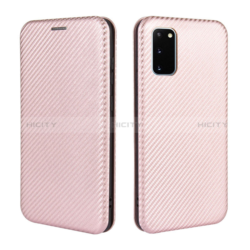 Coque Portefeuille Livre Cuir Etui Clapet L04Z pour Samsung Galaxy S20 FE (2022) 5G Or Rose Plus