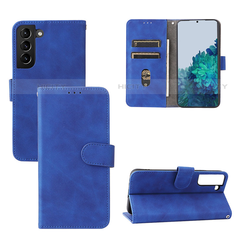 Coque Portefeuille Livre Cuir Etui Clapet L04Z pour Samsung Galaxy S21 FE 5G Bleu Plus