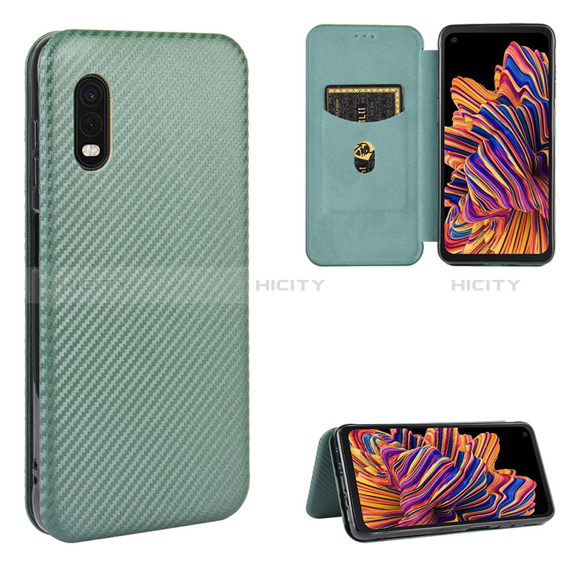 Coque Portefeuille Livre Cuir Etui Clapet L04Z pour Samsung Galaxy XCover Pro Vert Plus