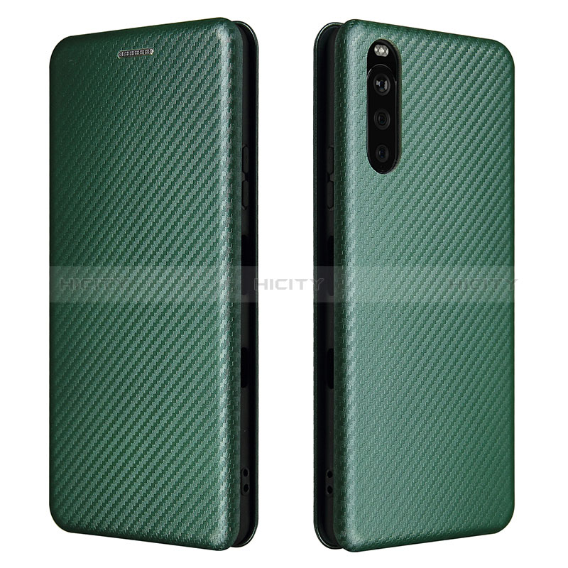 Coque Portefeuille Livre Cuir Etui Clapet L04Z pour Sony Xperia 10 III Lite Vert Plus