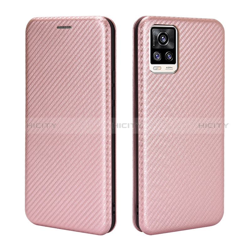 Coque Portefeuille Livre Cuir Etui Clapet L04Z pour Vivo V20 Or Rose Plus