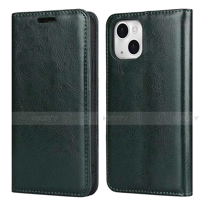 Coque Portefeuille Livre Cuir Etui Clapet L05 pour Apple iPhone 13 Vert Plus