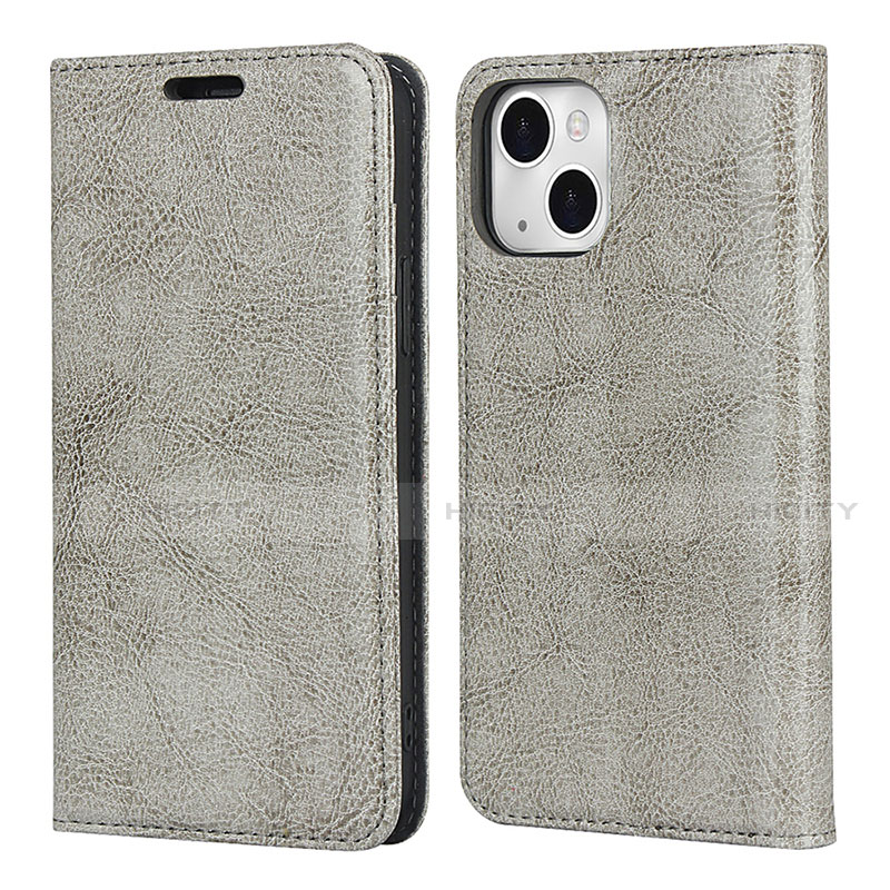 Coque Portefeuille Livre Cuir Etui Clapet L05 pour Apple iPhone 14 Gris Plus