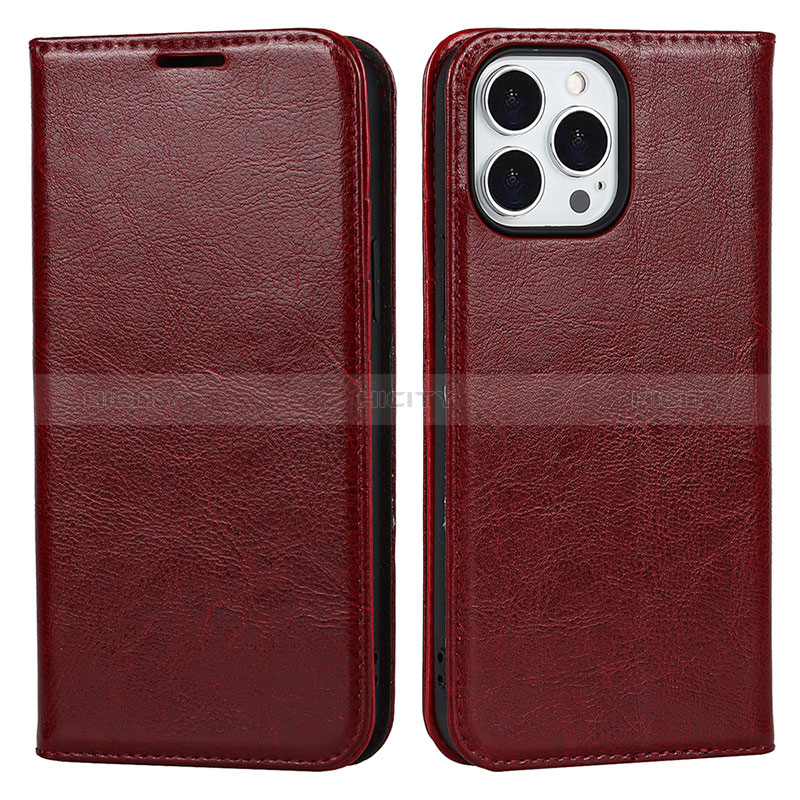 Coque Portefeuille Livre Cuir Etui Clapet L05 pour Apple iPhone 15 Pro Max Vin Rouge Plus