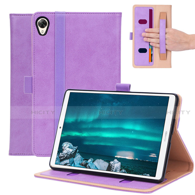 Coque Portefeuille Livre Cuir Etui Clapet L05 pour Huawei MediaPad M6 8.4 Violet Plus