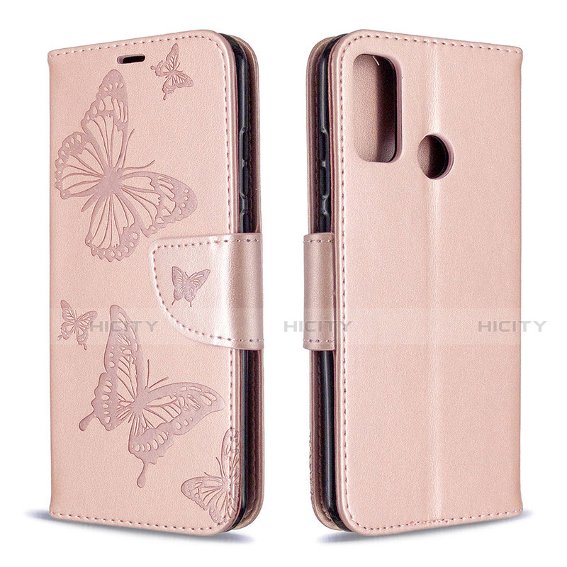 Coque Portefeuille Livre Cuir Etui Clapet L05 pour Huawei P Smart (2020) Or Rose Plus