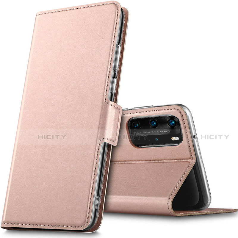 Coque Portefeuille Livre Cuir Etui Clapet L05 pour Huawei P40 Pro Or Rose Plus