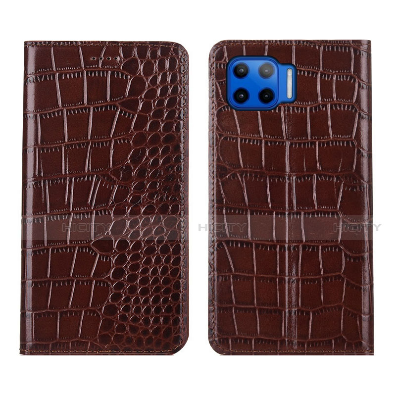 Coque Portefeuille Livre Cuir Etui Clapet L05 pour Motorola Moto G 5G Plus Marron Plus