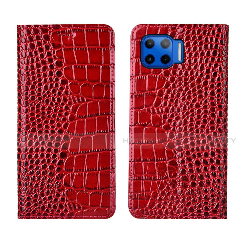 Coque Portefeuille Livre Cuir Etui Clapet L05 pour Motorola Moto G 5G Plus Rouge Plus