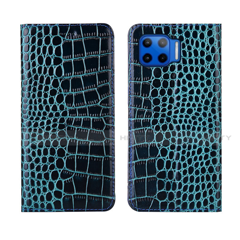 Coque Portefeuille Livre Cuir Etui Clapet L05 pour Motorola Moto One 5G Bleu Ciel Plus