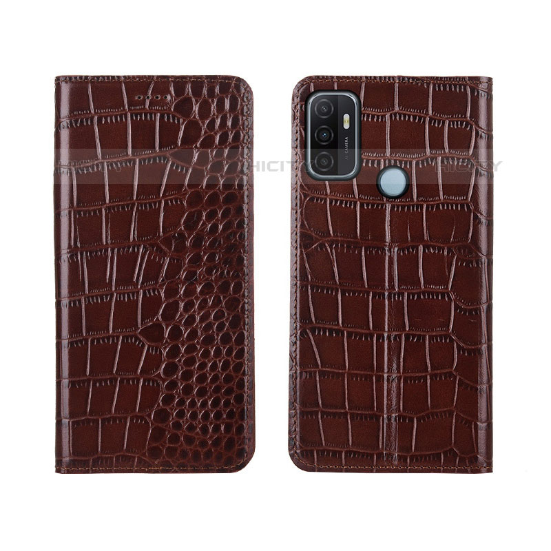 Coque Portefeuille Livre Cuir Etui Clapet L05 pour Oppo A11s Marron Plus