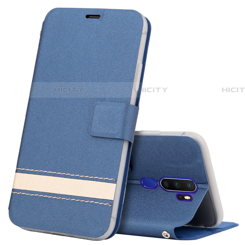 Coque Portefeuille Livre Cuir Etui Clapet L05 pour Oppo A11X Bleu Plus