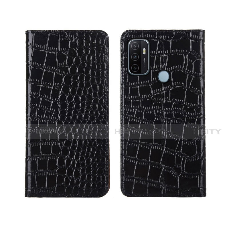 Coque Portefeuille Livre Cuir Etui Clapet L05 pour Oppo A32 Noir Plus