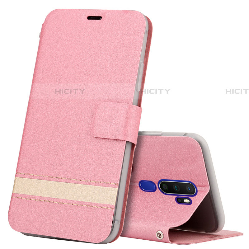 Coque Portefeuille Livre Cuir Etui Clapet L05 pour Oppo A5 (2020) Rose Plus