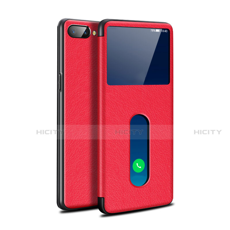 Coque Portefeuille Livre Cuir Etui Clapet L05 pour Oppo A5 Rouge Plus