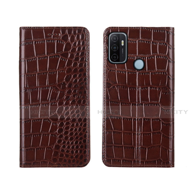 Coque Portefeuille Livre Cuir Etui Clapet L05 pour Oppo A53 Marron Plus