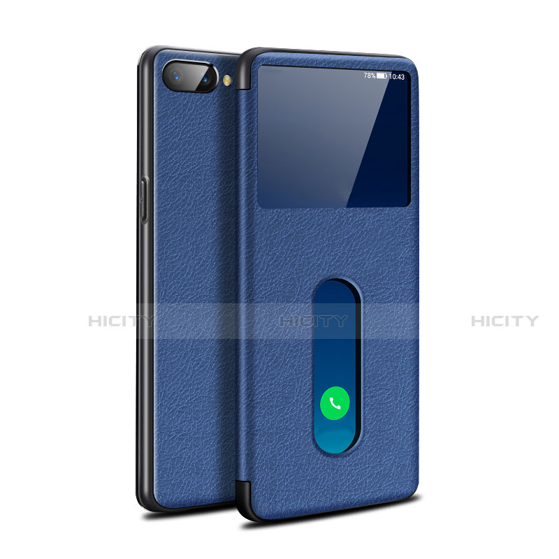 Coque Portefeuille Livre Cuir Etui Clapet L05 pour Oppo AX5 Bleu Plus