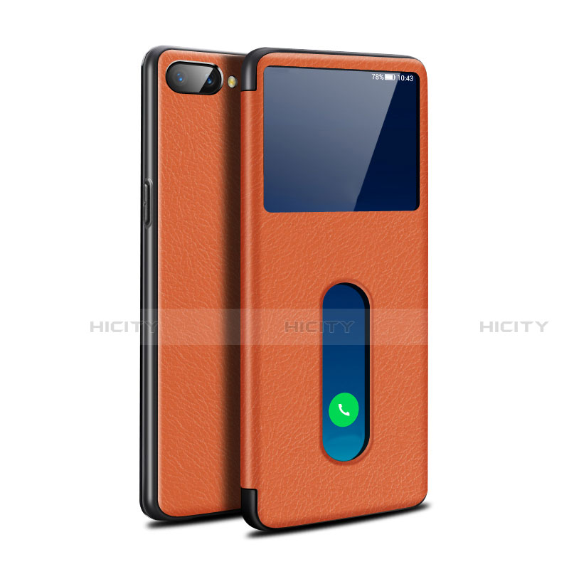 Coque Portefeuille Livre Cuir Etui Clapet L05 pour Oppo AX5 Orange Plus