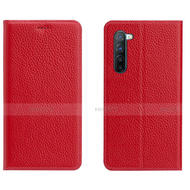 Coque Portefeuille Livre Cuir Etui Clapet L05 pour Oppo F15 Rouge Plus