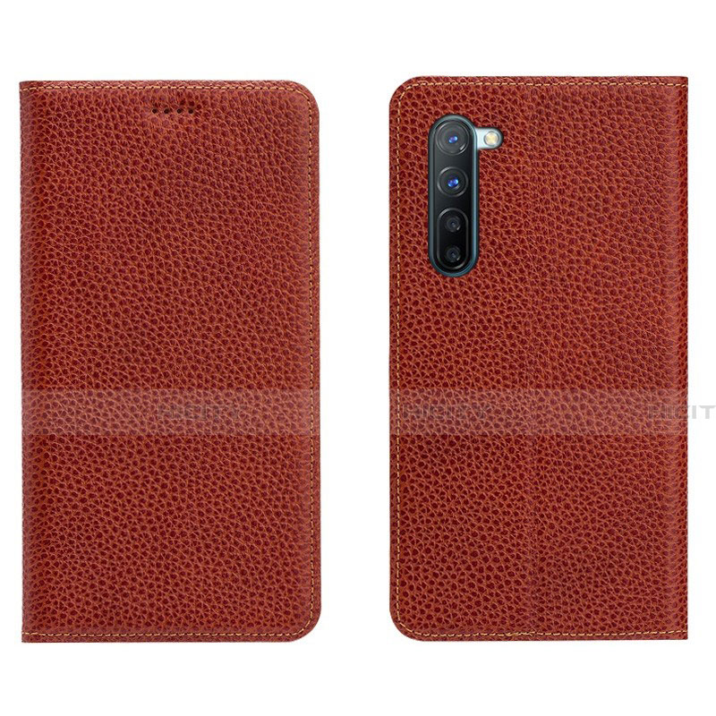 Coque Portefeuille Livre Cuir Etui Clapet L05 pour Oppo Reno3 Marron Plus