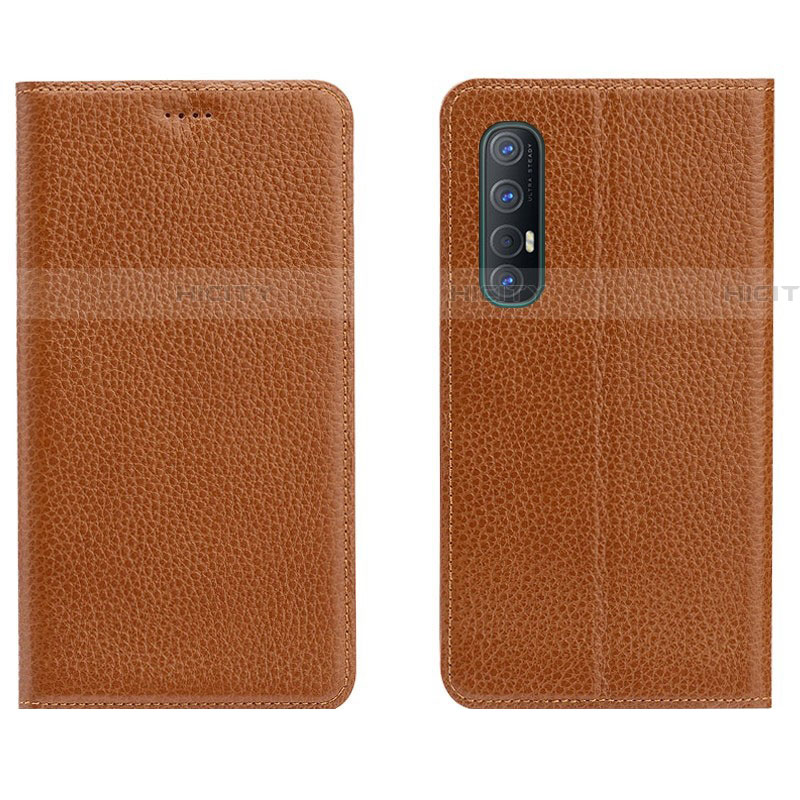 Coque Portefeuille Livre Cuir Etui Clapet L05 pour Oppo Reno3 Pro Orange Plus